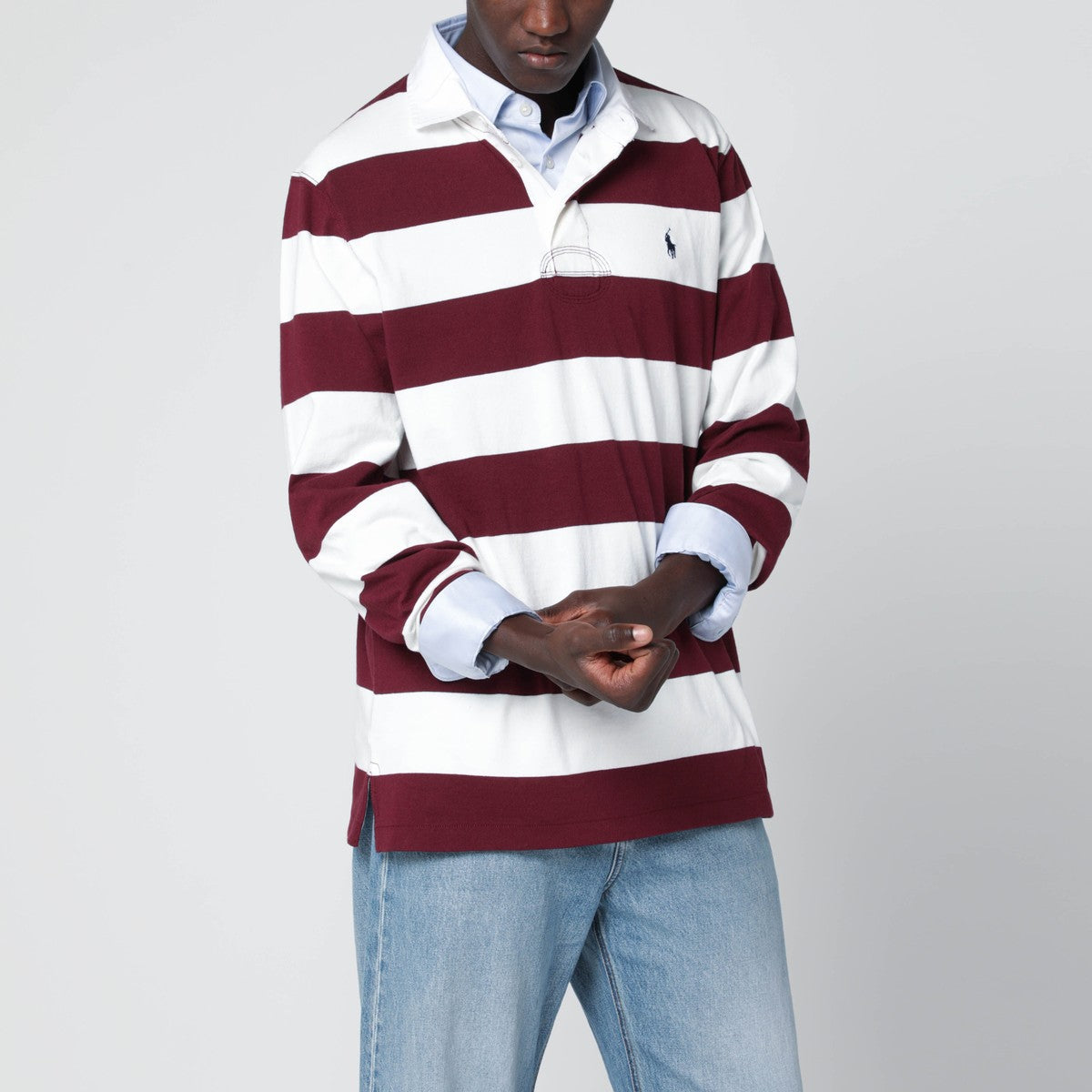 Polo Ralph Lauren Classic Fit burgundy/cream striped polo shirt